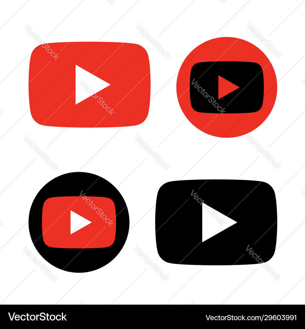 Red and black play button icon Vector Image