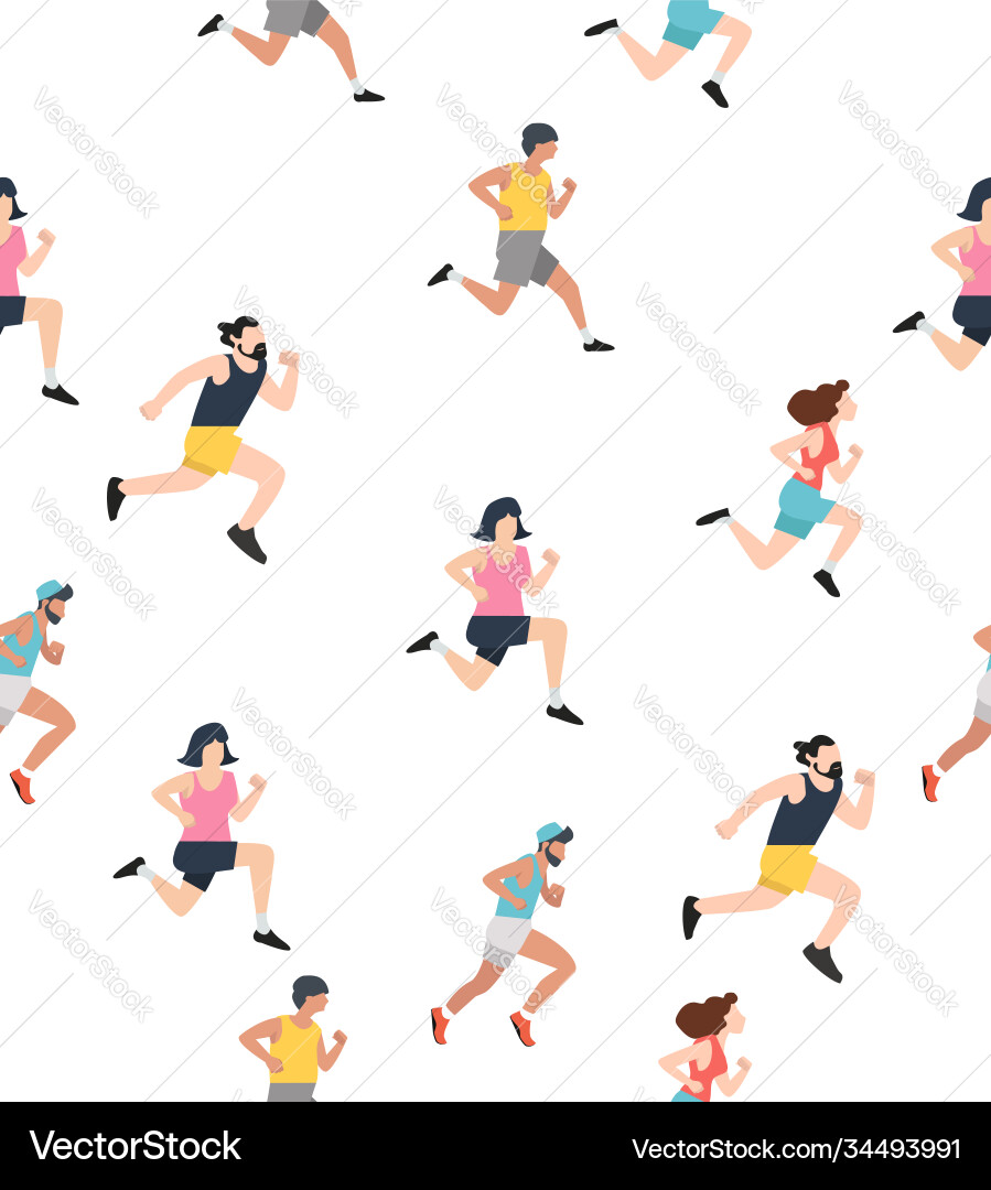 Runners group men and women seamless pattern Runners group men and women seamless pattern vector image