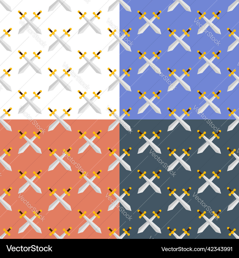 Set of seamless patterns with crossed knight Vector Image