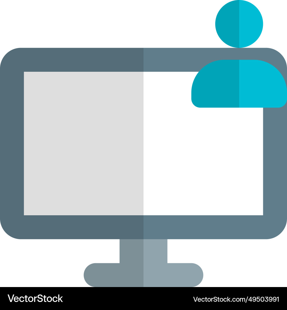 User actively utilizing the monitor for tasks vector image