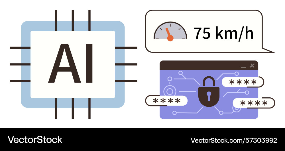 Artificial intelligence enhancing security speed vector image