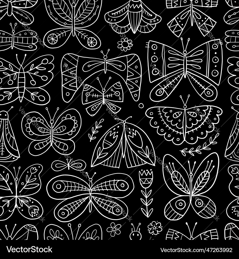 Colorful Butterfly Seamless Pattern Vector Image