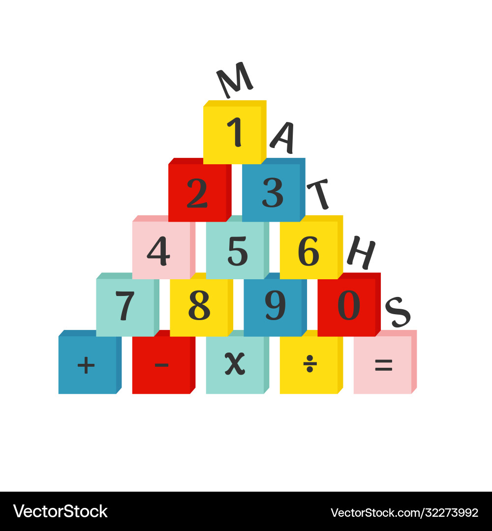 Colorful numbers from 0 to 9 with mathematical Colorful numbers from 0 to 9 with mathematical vector image