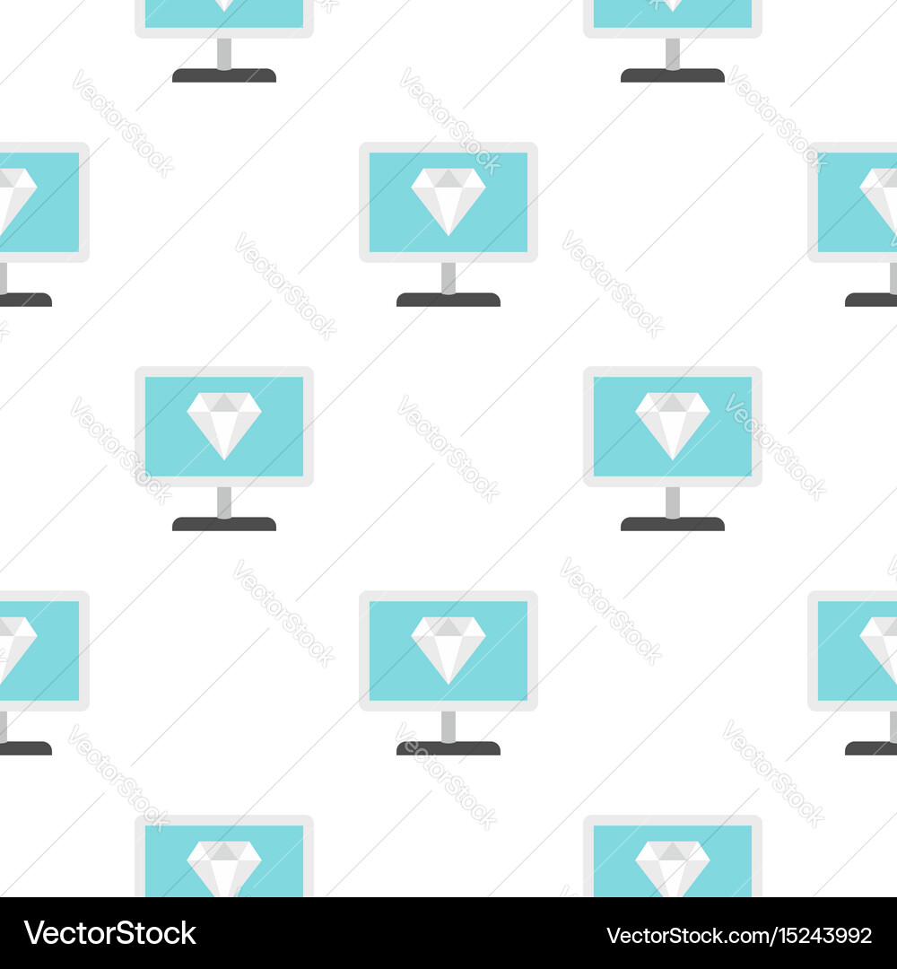 Computer monitor with a diamond pattern seamless Vector Image