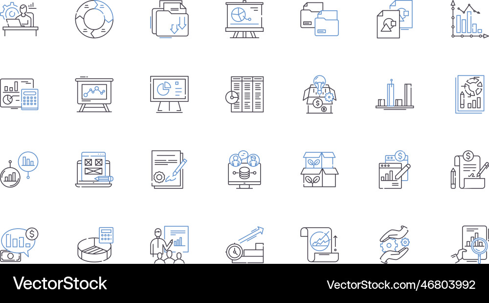 Content Management Plattform Line Icons Sammlung Content Management Plattform Line Icons Sammlung vektorbild