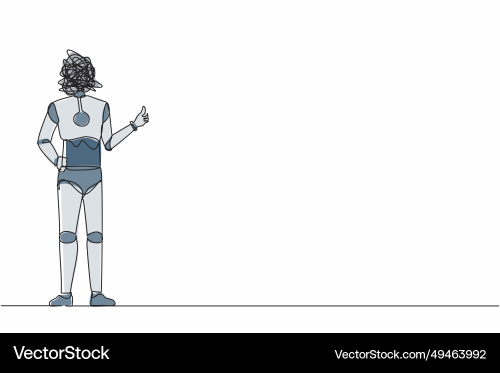 Continuous one line drawing robot with round Continuous one line drawing robot with round vector image