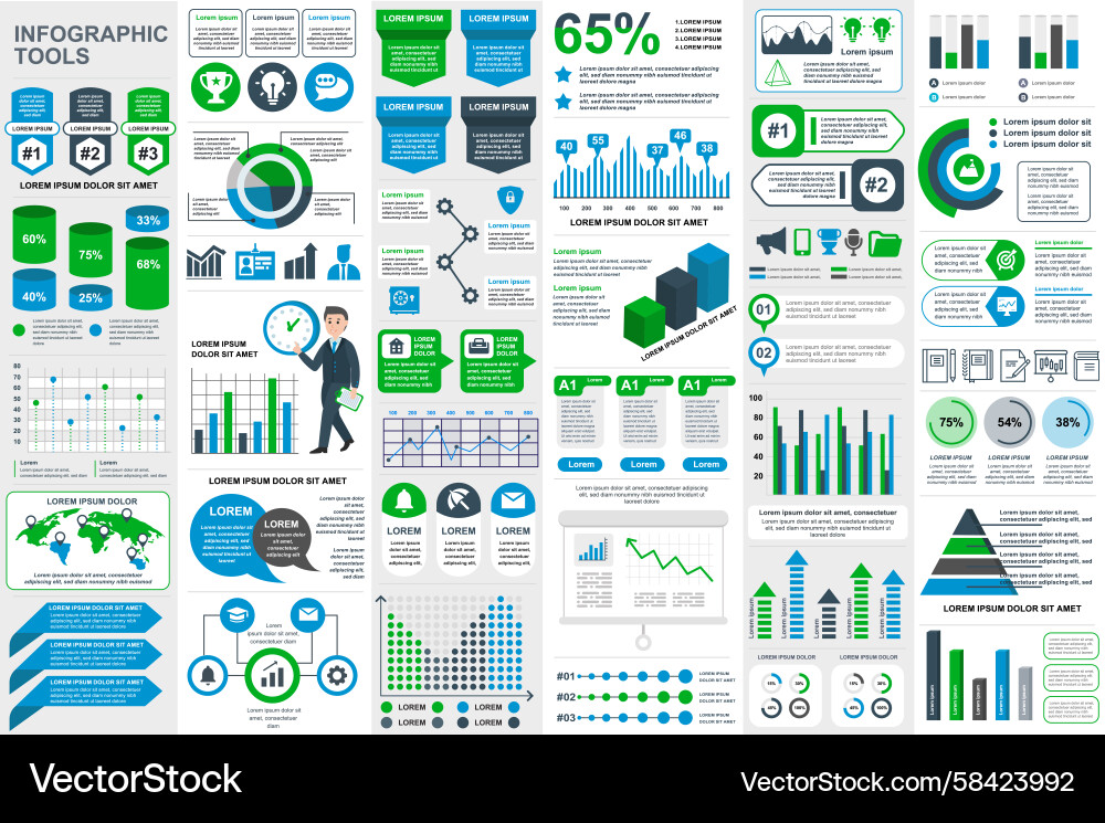 Data Visualization Icons & Elements Vector Image