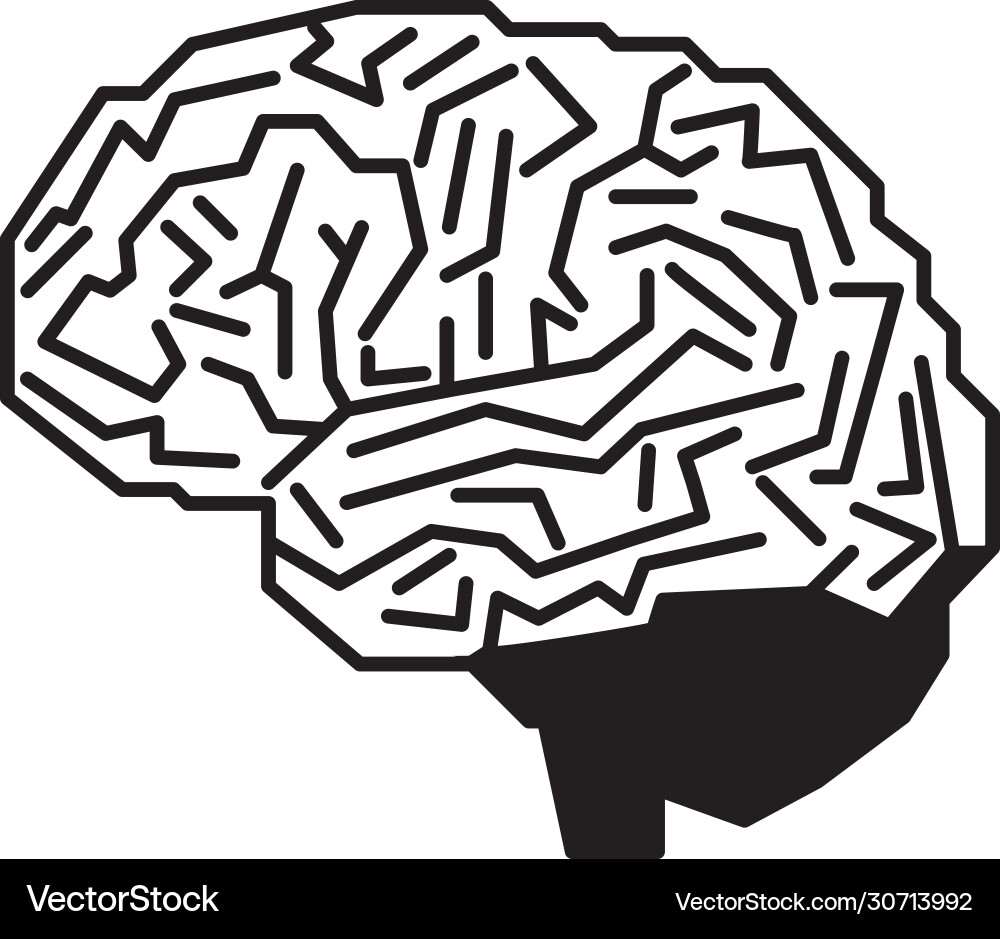 Digital human brain with computer circuit board vector image