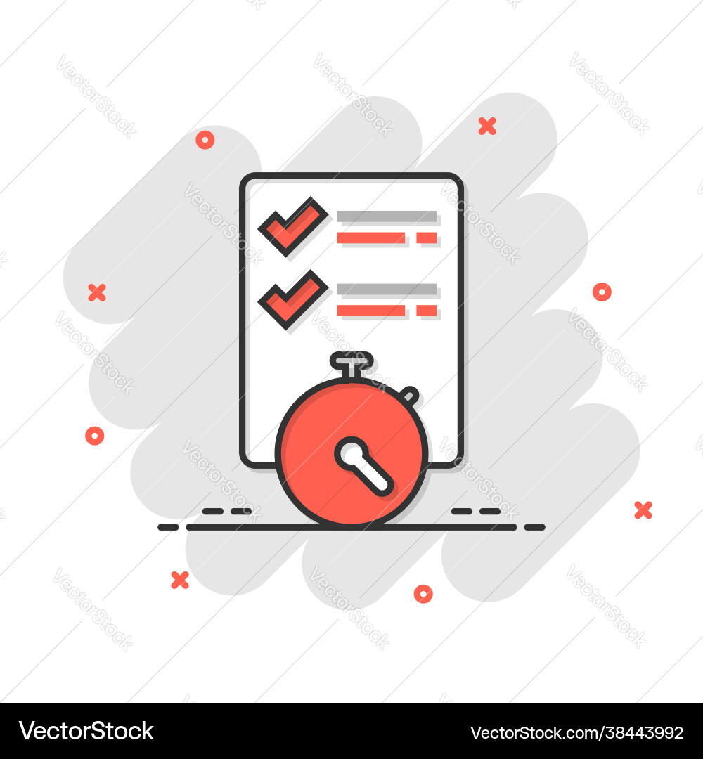 Document witch clock icon in flat style checklist Document witch clock icon in flat style checklist Vector Image