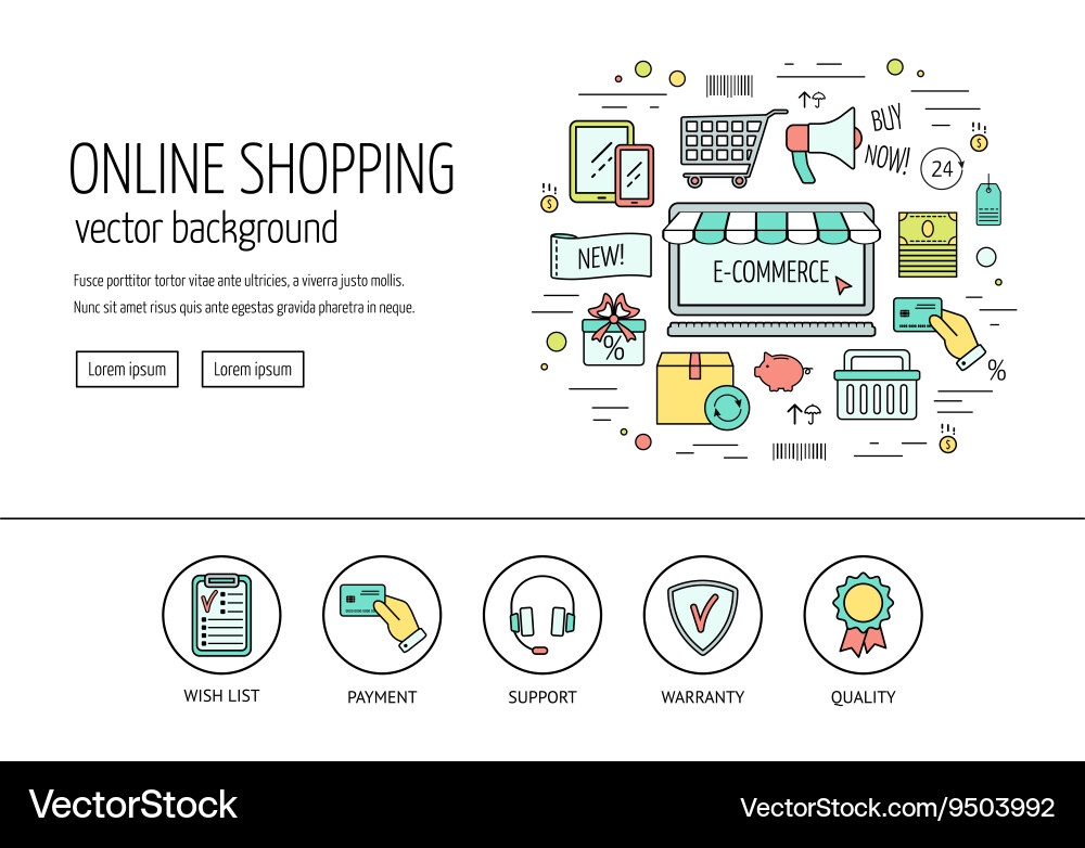 E-commerce web design concept line icons Vector Image