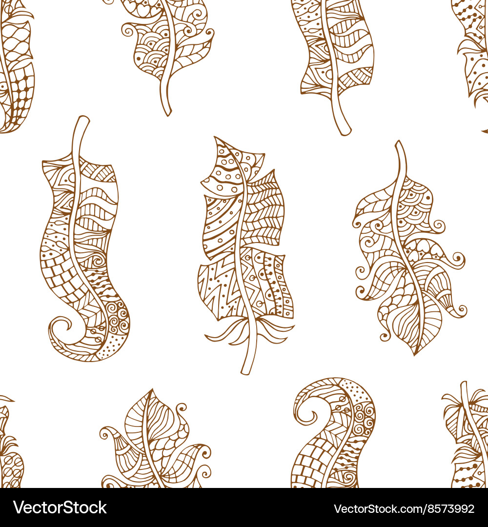 Feathers seamless pattern vector image