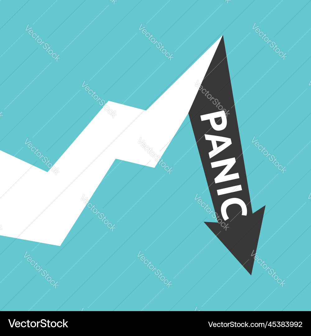 Graph showing sudden decrease with word panic Graph showing sudden decrease with word panic vector image