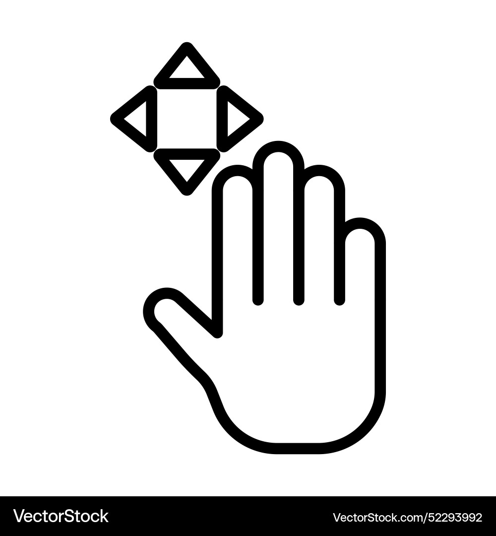Hand fingers gesture swipe rotate icon linear Hand fingers gesture swipe rotate icon linear vector image