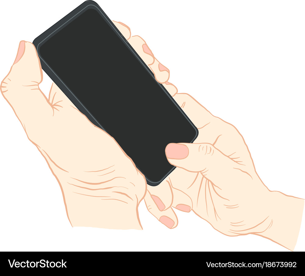 Hand holding mobile phone Royalty Free Vector Image
