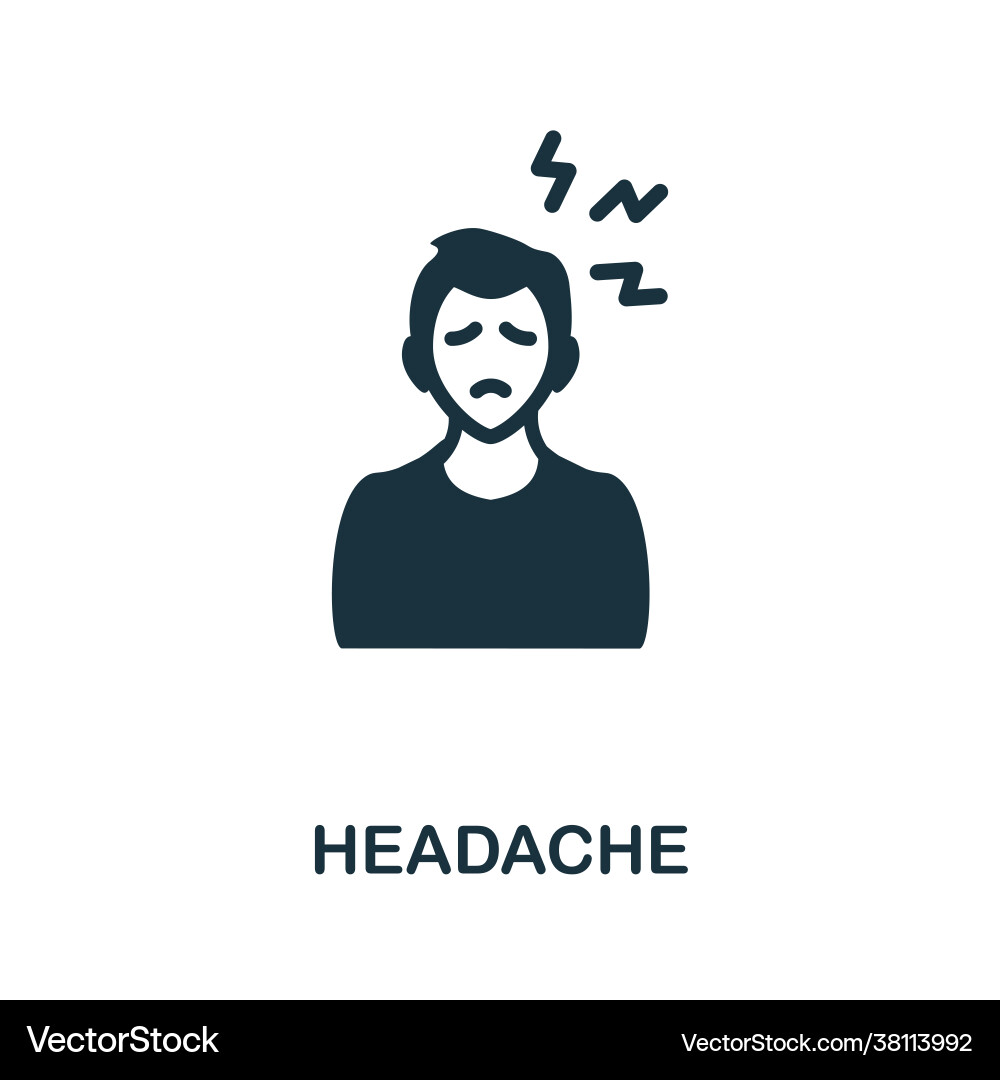 Headache icon monochrome simple element from Headache icon monochrome simple element from vector image