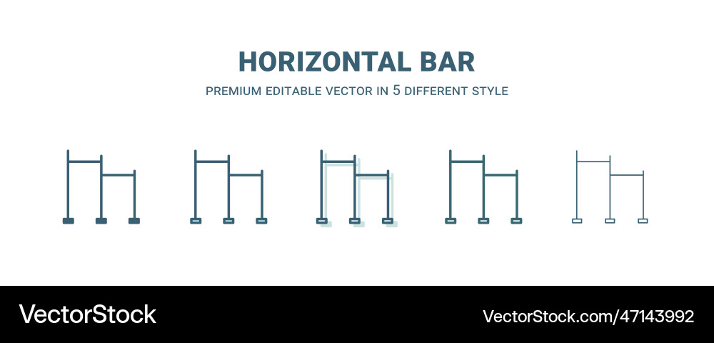 Horizontal bar icon in 5 different style outline Horizontal bar icon in 5 different style outline vector image
