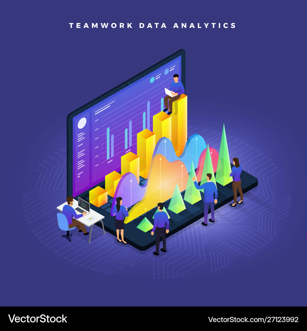 Isometric Data Analytics Team vector image