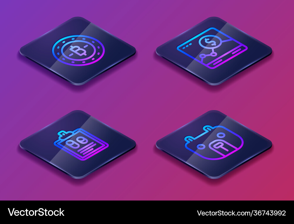 Isometric line bitcoin business finance Isometric line bitcoin business finance vektorbild