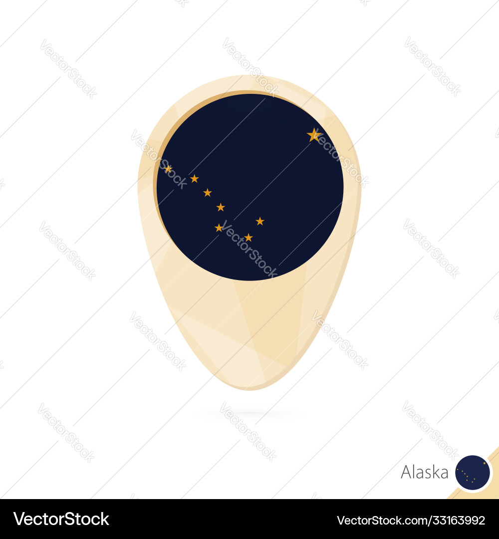 Map pointer with flag alaska orange abstract Vector Image