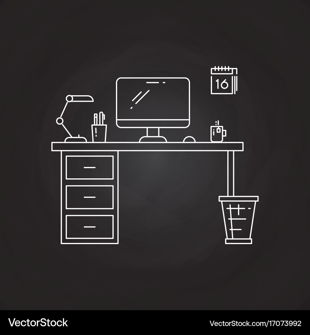 Office work place with table computer lamp vector image