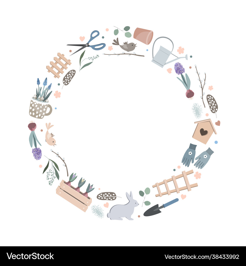 Scandinavian easter frame with spring Scandinavian easter frame with spring vector image