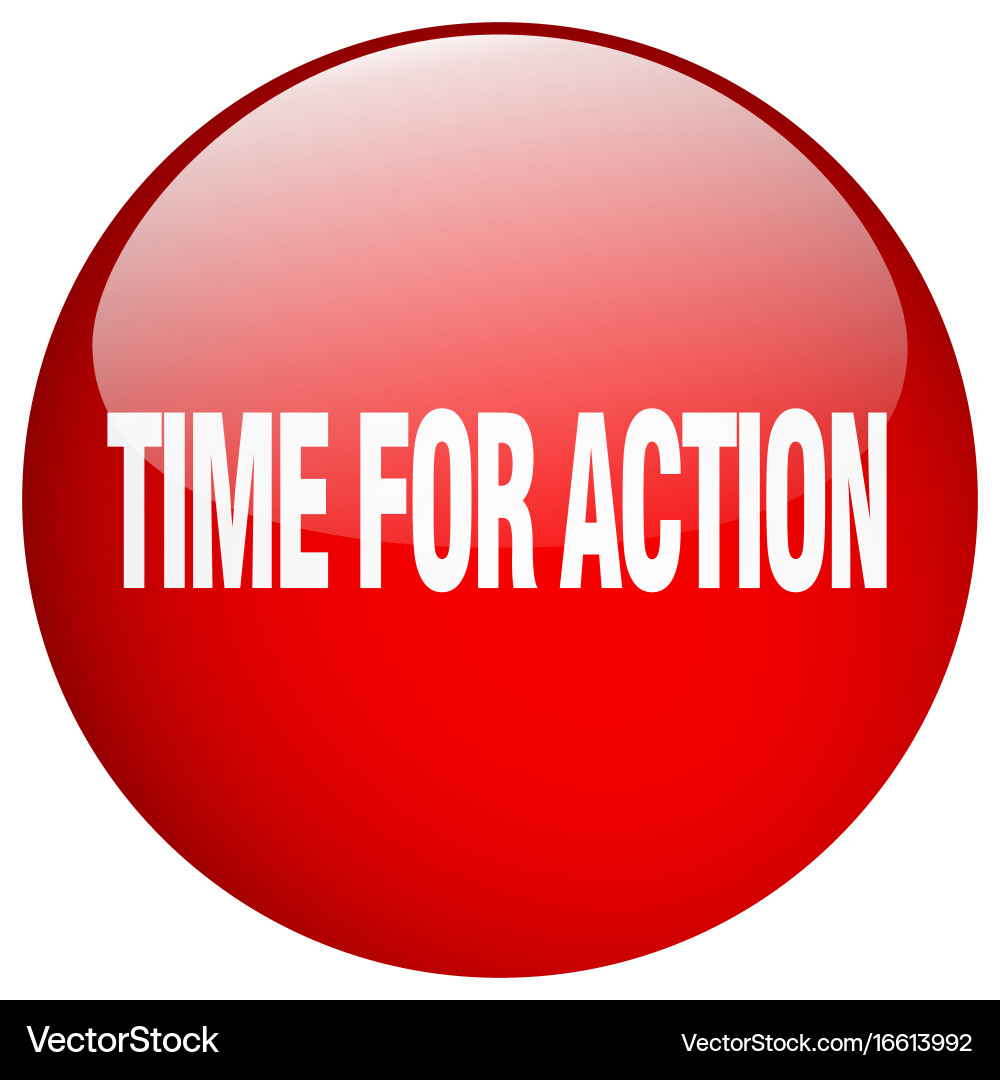 Time for action red round gel isolated push button vector image