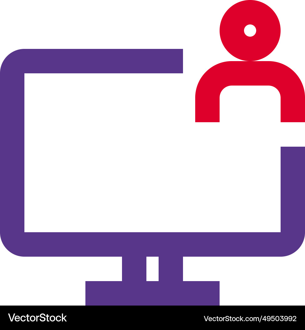 User actively utilizing the monitor for tasks vector image