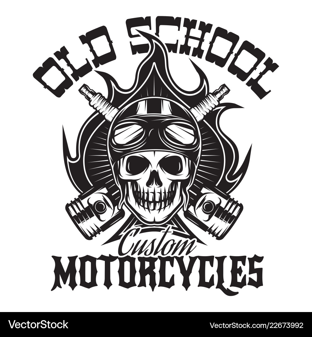 Vintage Motorcycle Skull Pattern Vector Image