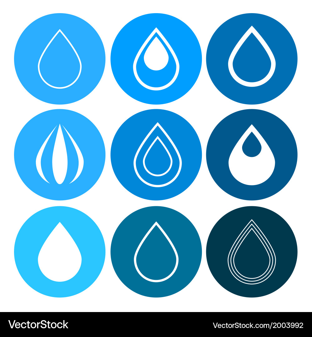 Water Drop Icons - Blue Circles Vector Image