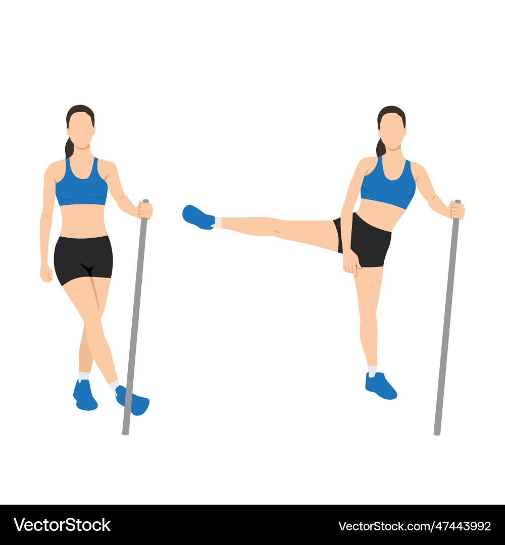 Woman doing side lateral leg or hip swings Vector Image
