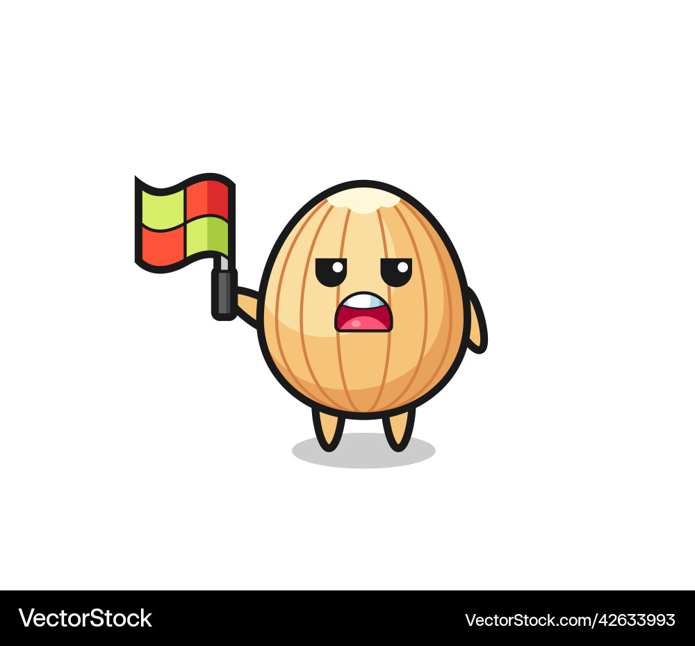 Almond character as line judge putting the flag up vector image