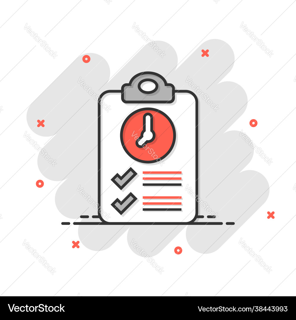 Document witch clock icon in flat style checklist Document witch clock icon in flat style checklist vector image