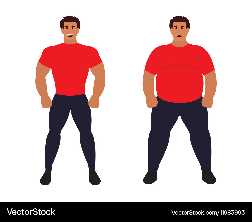 Fat vs slim man healthy sport athletic body Vector Image