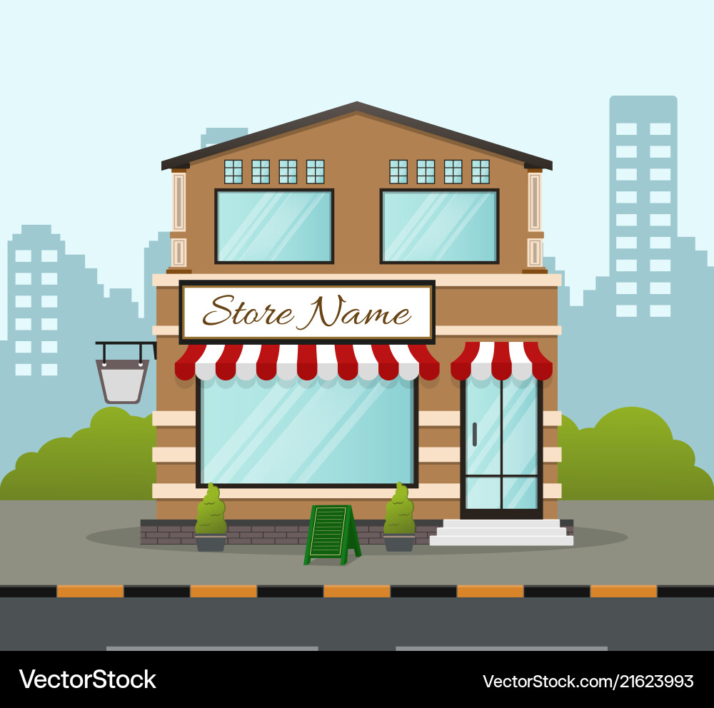 Flat design store front with place for name Flat design store front with place for name vector image