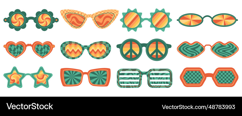 Groovy sunglasses retro hippy eyewear vector image