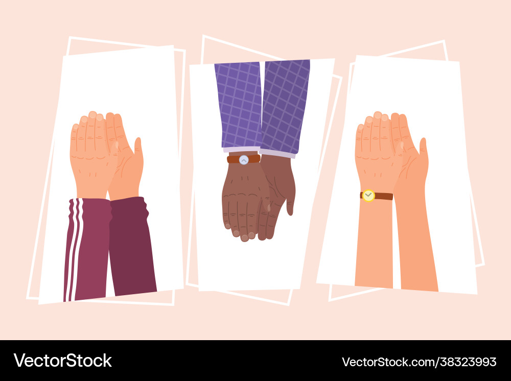 Hands clapping icon set vector image