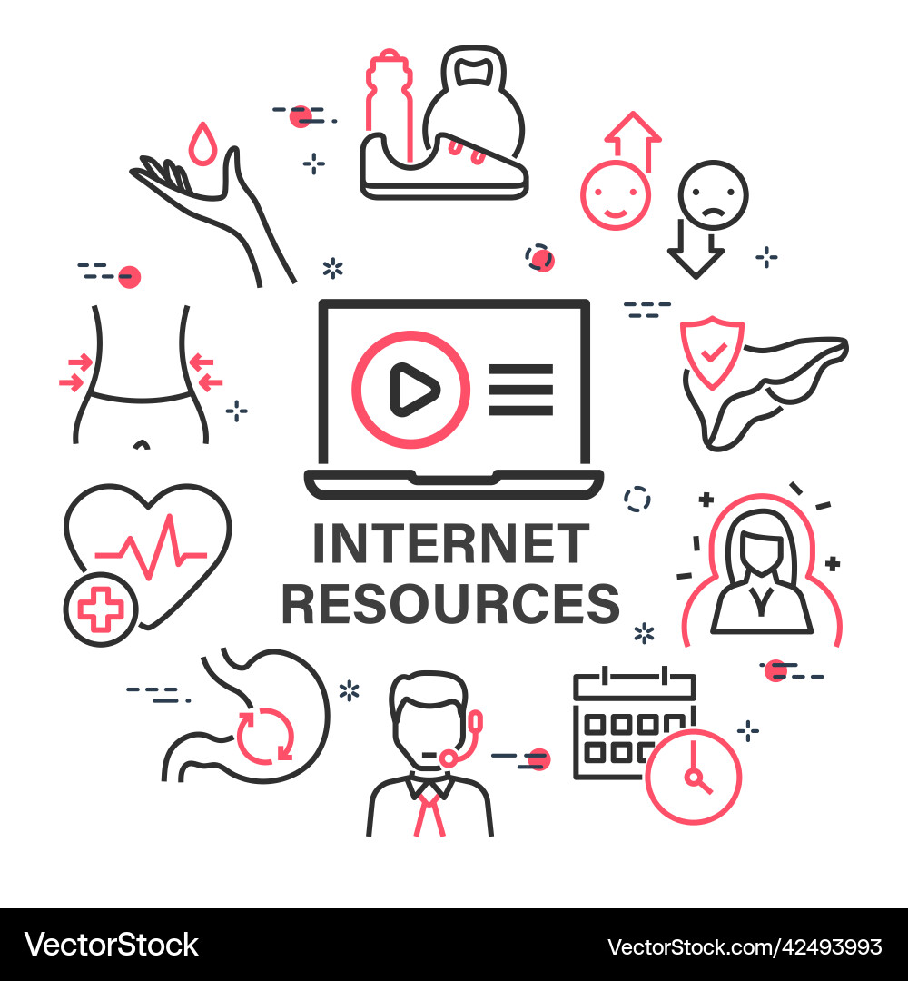 Internet resources circular banner linear Internet resources circular banner linear Vector Image