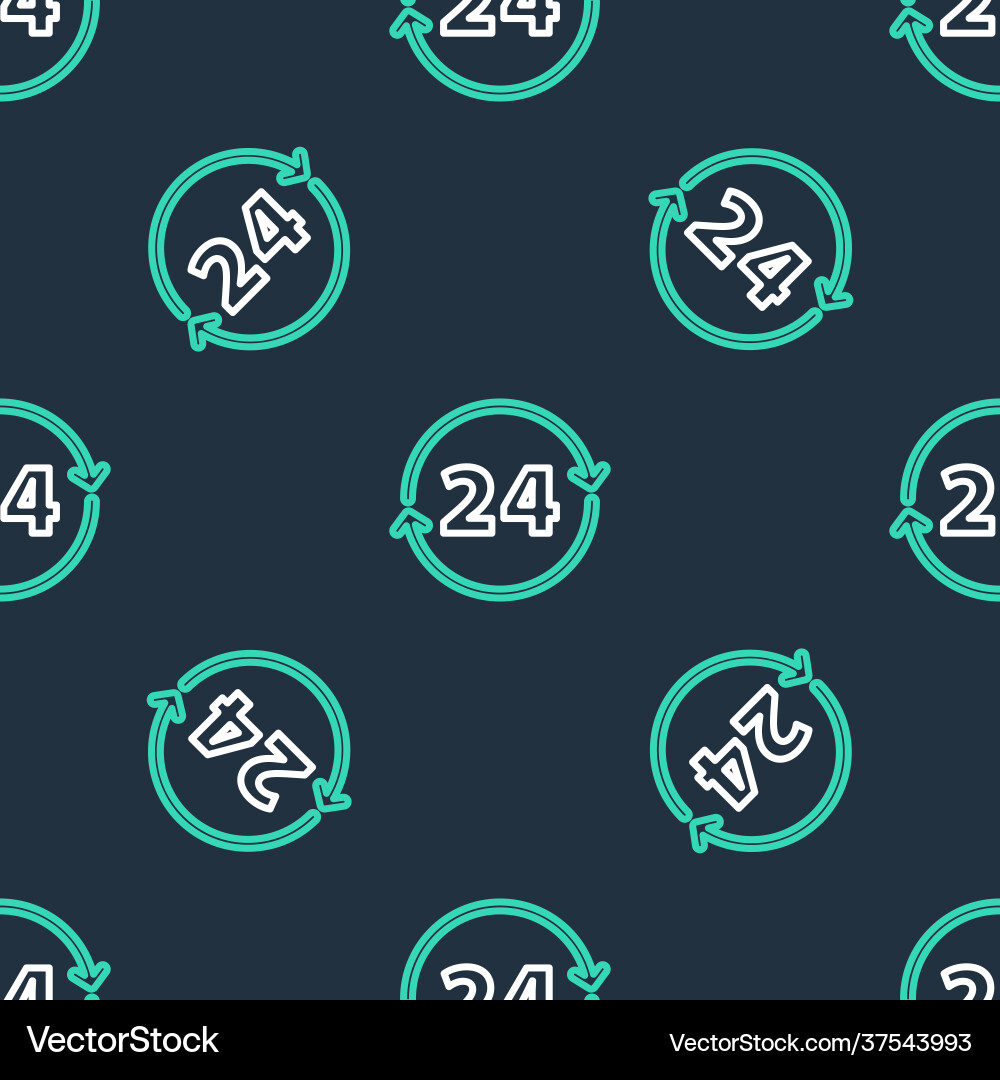 Line clock 24 hours icon isolated seamless pattern vector image
