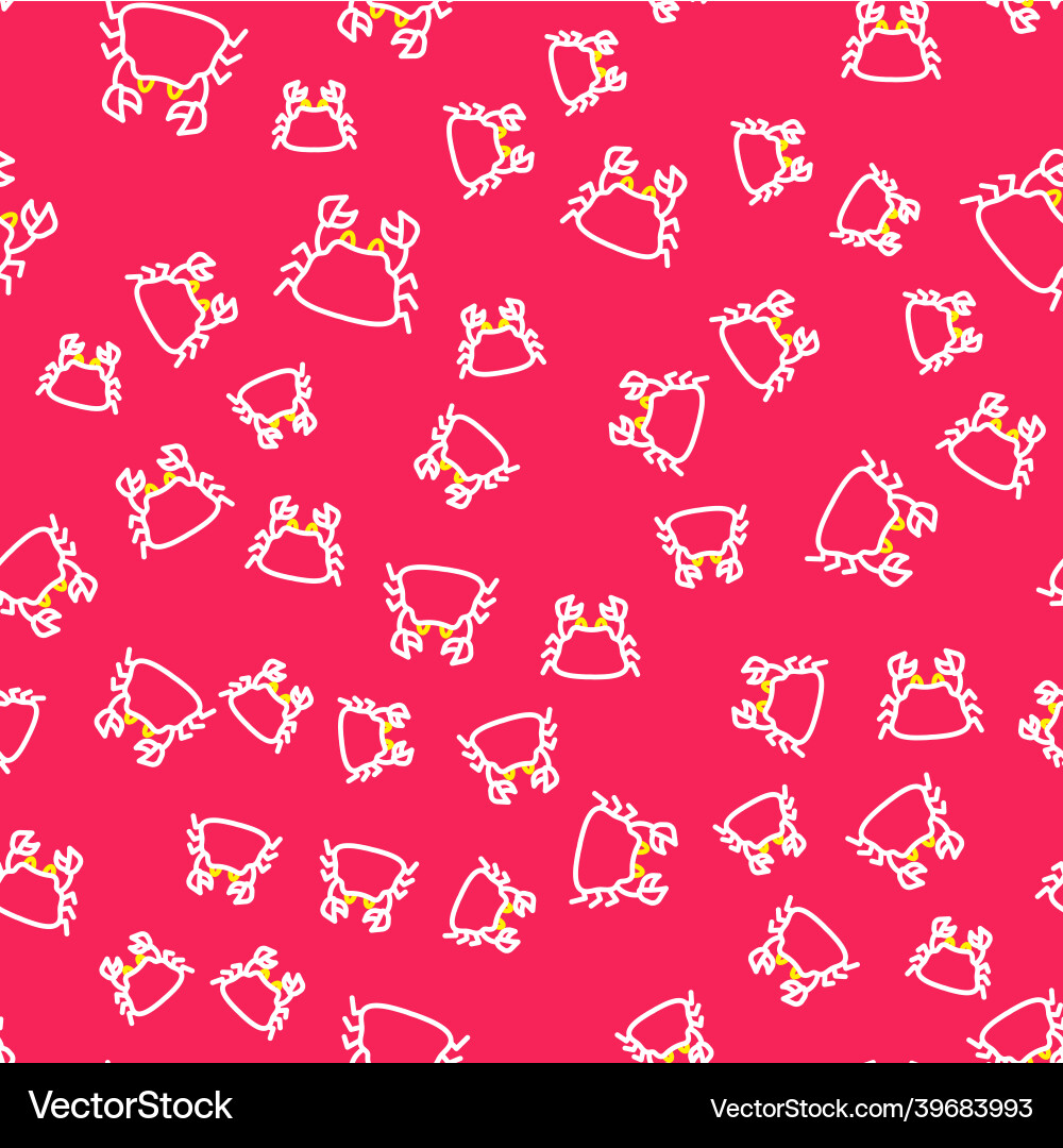 Line crab icon isolated seamless pattern on red Line crab icon isolated seamless pattern on red vector image