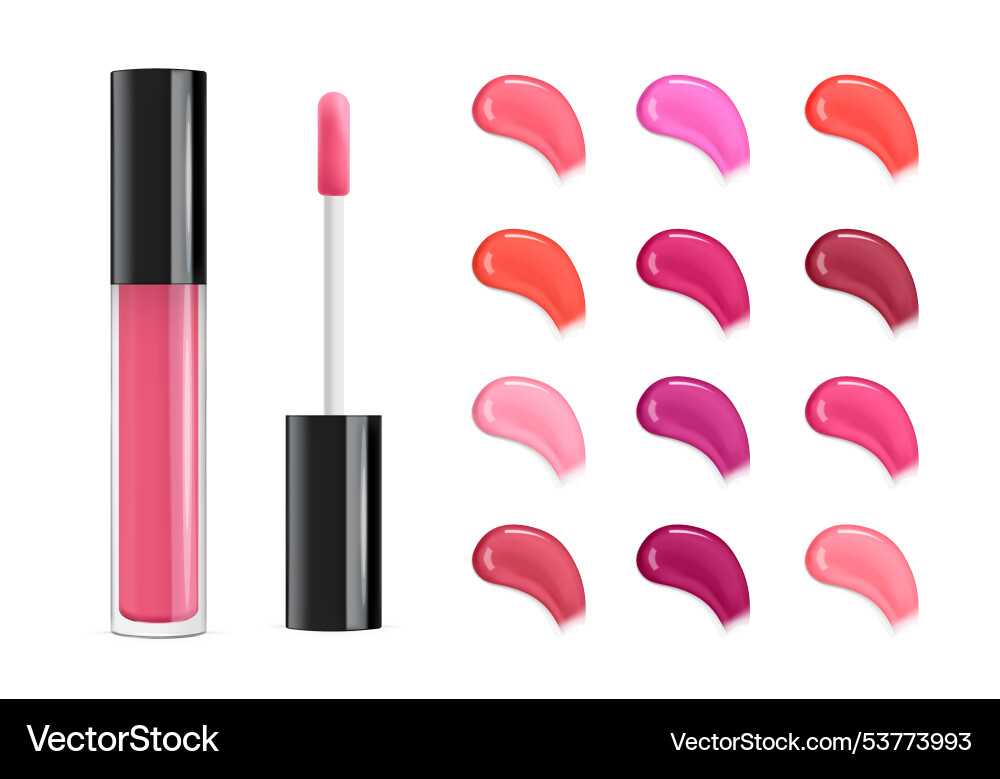 Lip gloss color palette with applicator Lip gloss color palette with applicator Vector Image