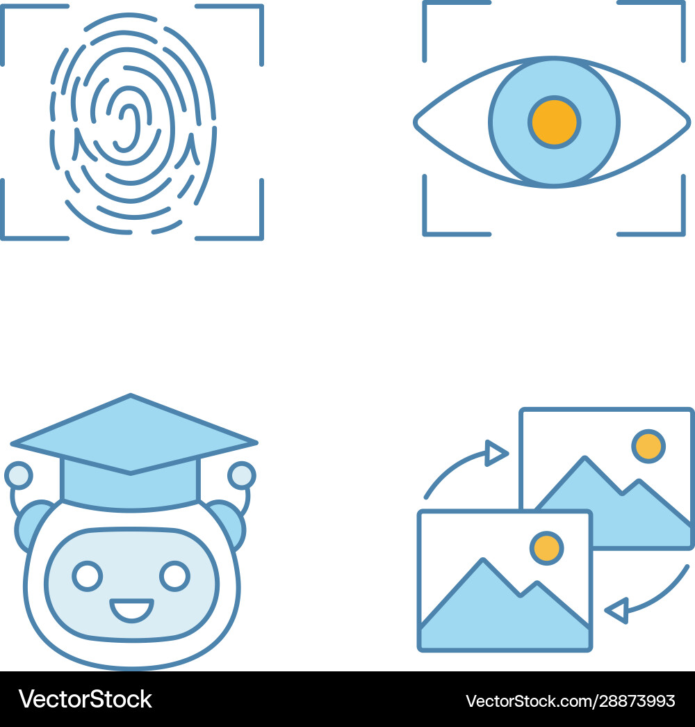 Machine Learning Icon Set - Data & Recognition vector image