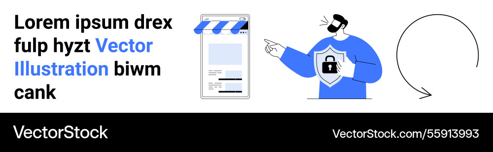 Man presenting security concept with mobile app Man presenting security concept with mobile app vector image