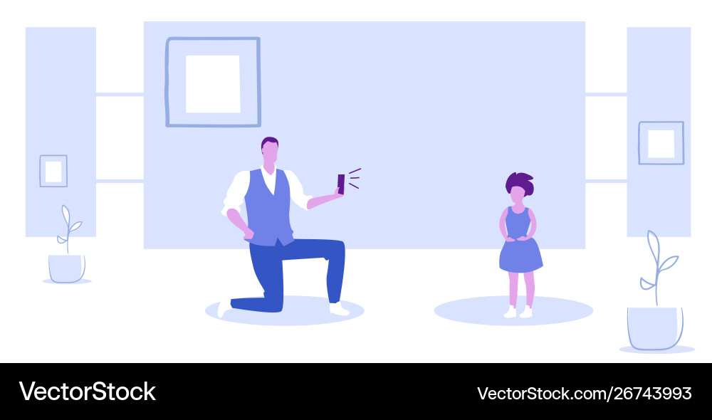 Man using smartphone camera father standing Man using smartphone camera father standing vector image