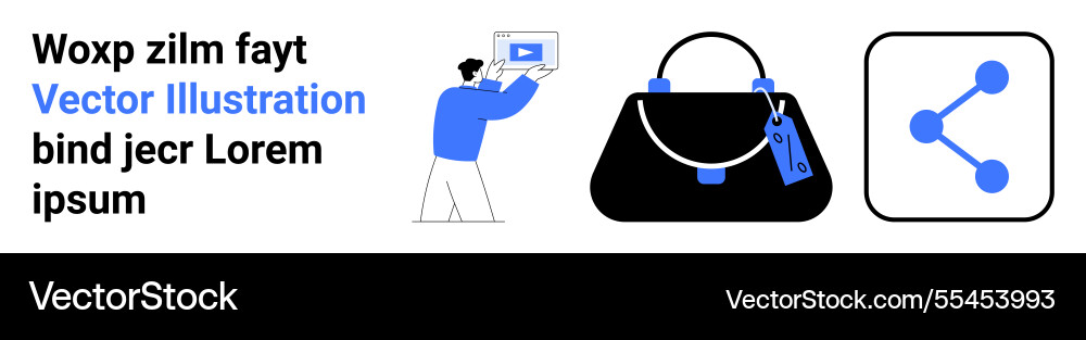 Man watching tutorial stylish handbag with tag Man watching tutorial stylish handbag with tag vector image