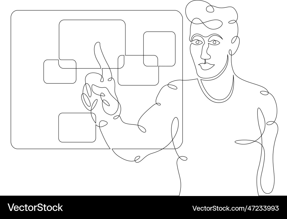 One continuous lineprogrammer designer works One continuous lineprogrammer designer works vector image