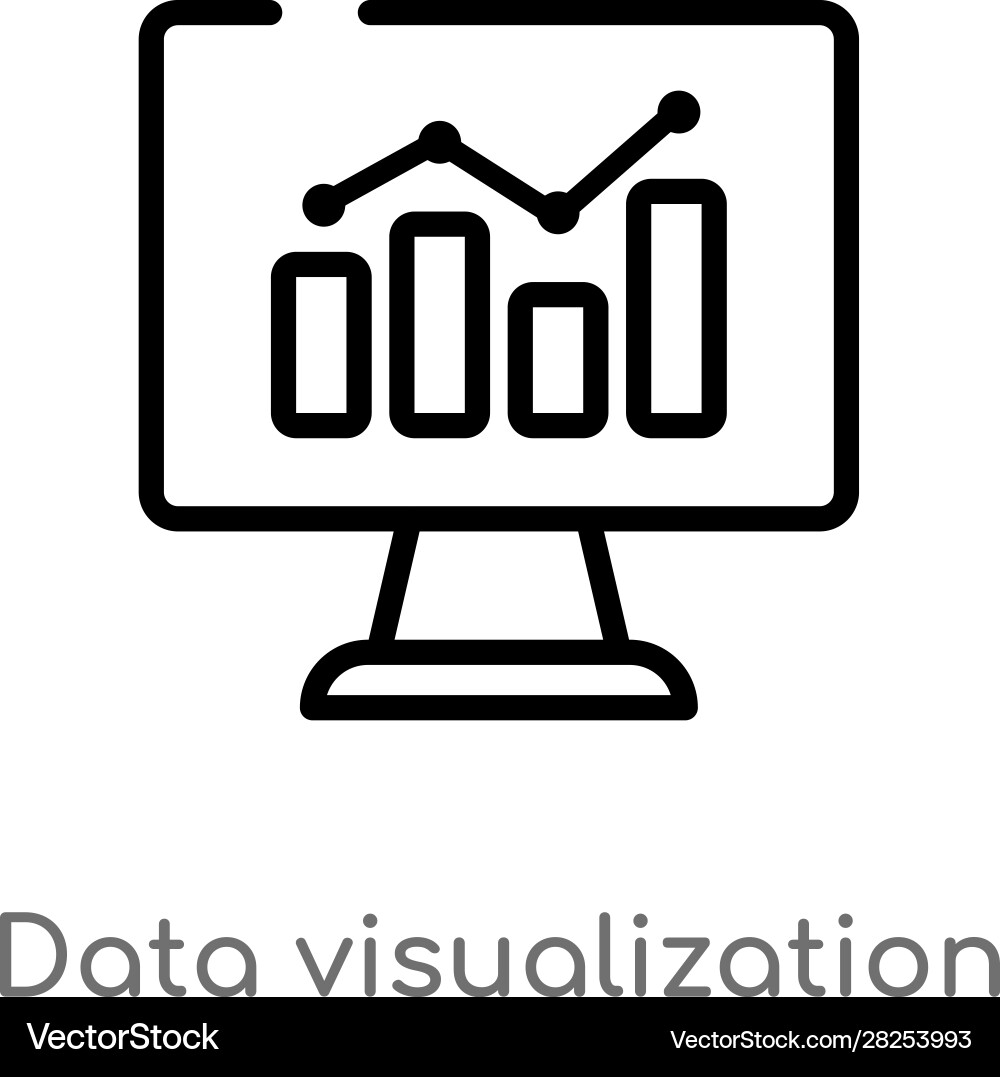 Outline data visualization icon isolated black Outline data visualization icon isolated black vector image