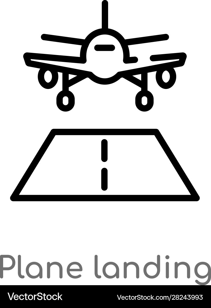 Outline plane landing icon isolated black simple – Royalty-Free Vector |  VectorStock, image size:740x1080