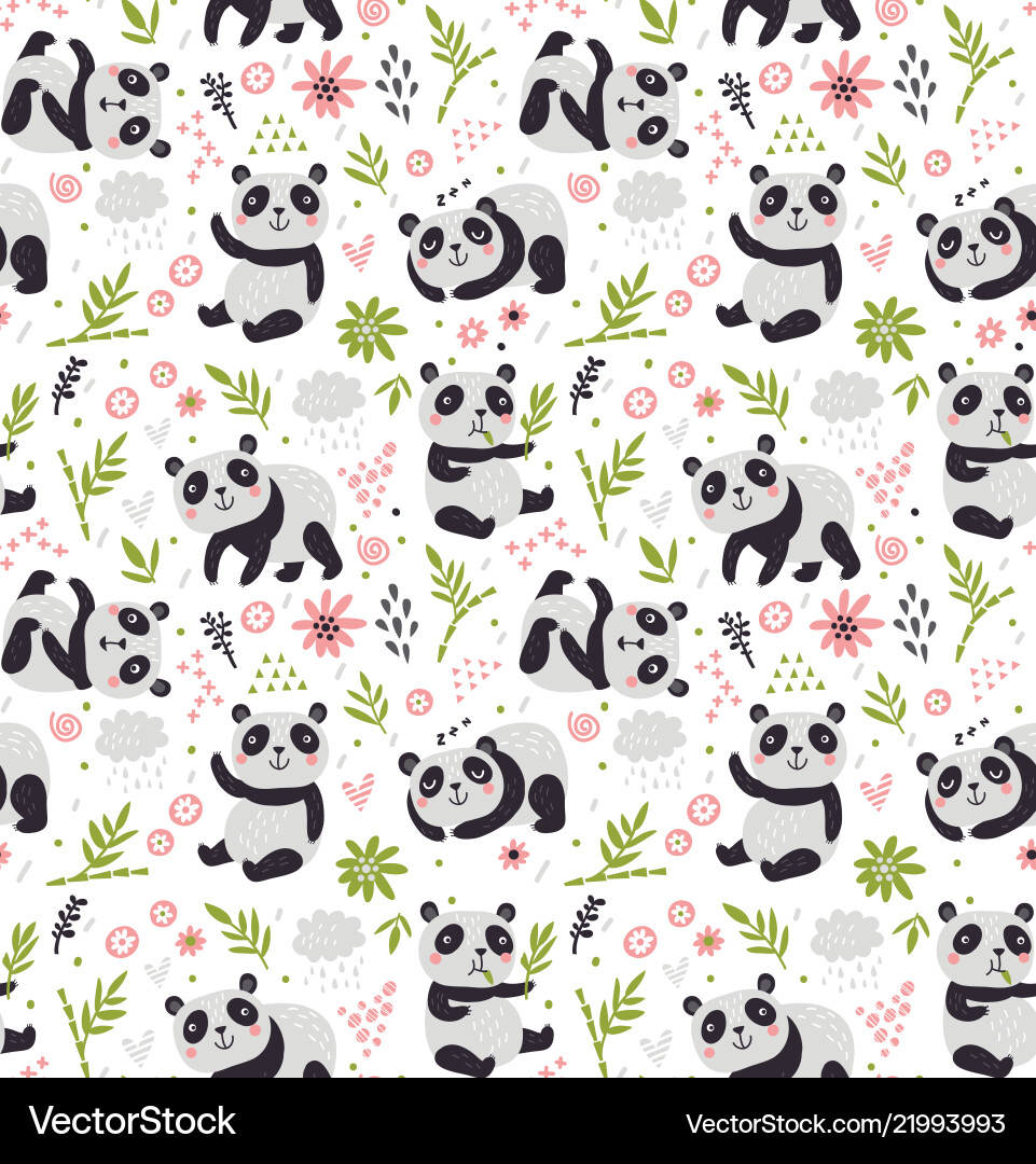 Pandas pattern Pandas pattern vector image