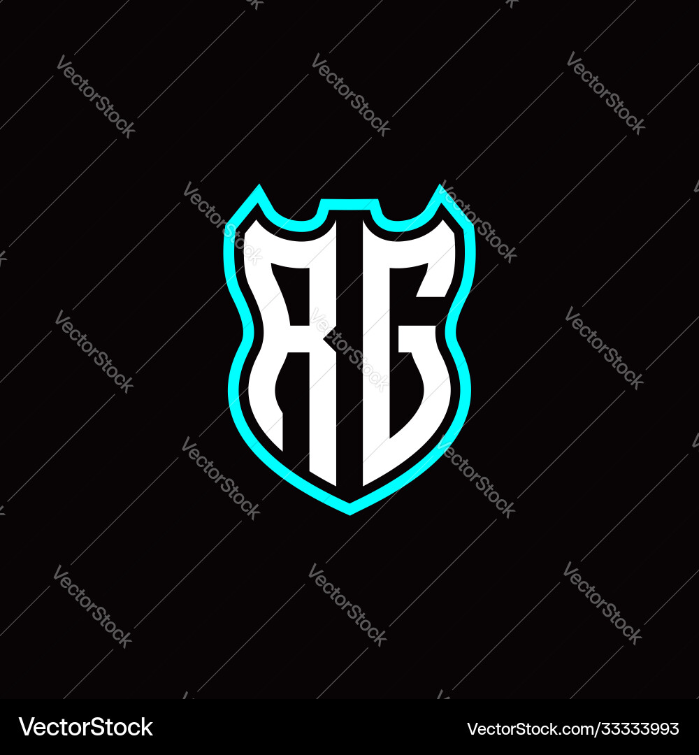 R g initial logo design with shield shape vector image