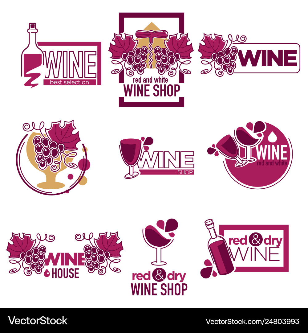 Red and dry wine tasting place to drink logos Red and dry wine tasting place to drink logos vector image